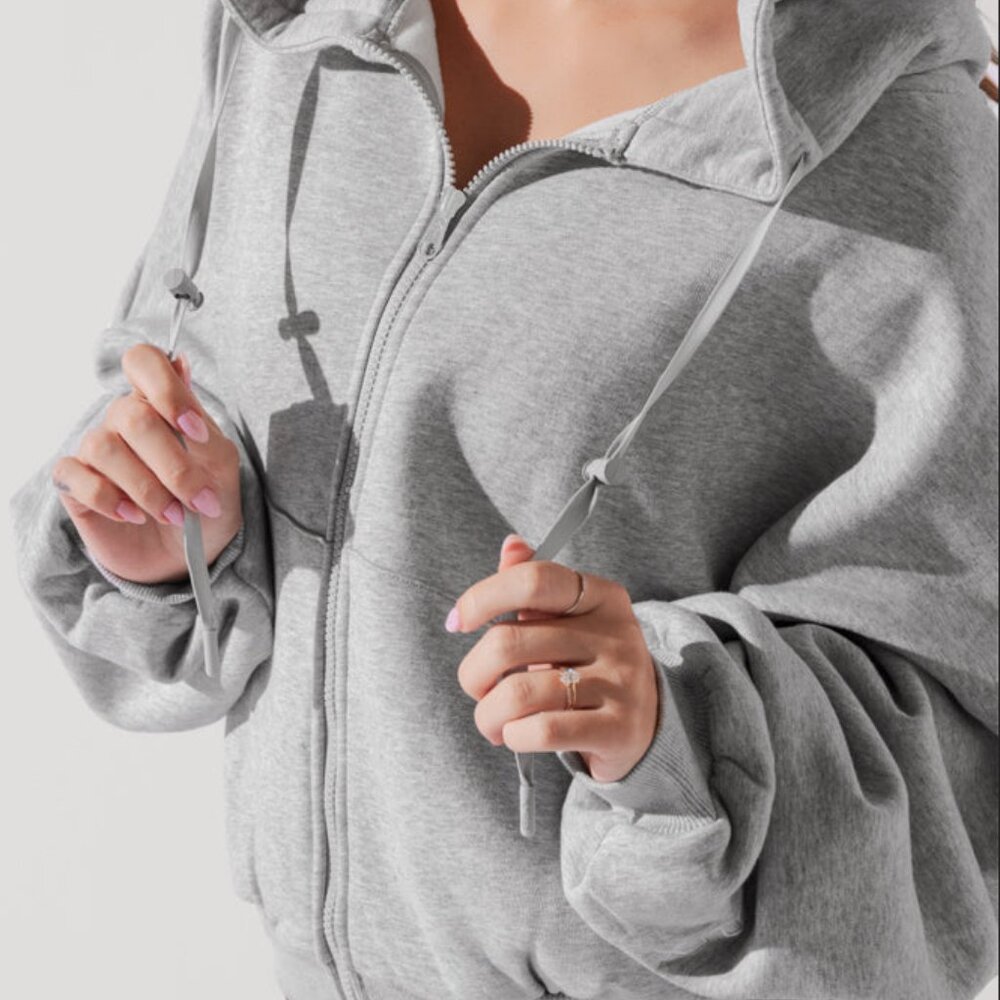 Popflex Zip Cloud Hoodie S/M in Heather Gray